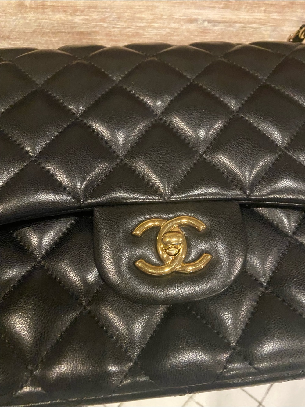 $12600 CHANEL Black Quilted double flap Shoulder Bag with Gold Chain and CC Lock - Picture 9 of 16